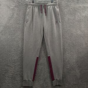 Gymshark Joggers Women’s‎ Small Gray Maroon Elastic Waist Drawstring Pockets